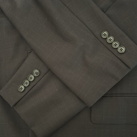 Nautica Men’s Size 44L Blazer Suit Coat 100% Wool Black Subtle Windowpane Plaid - Picture 7 of 11